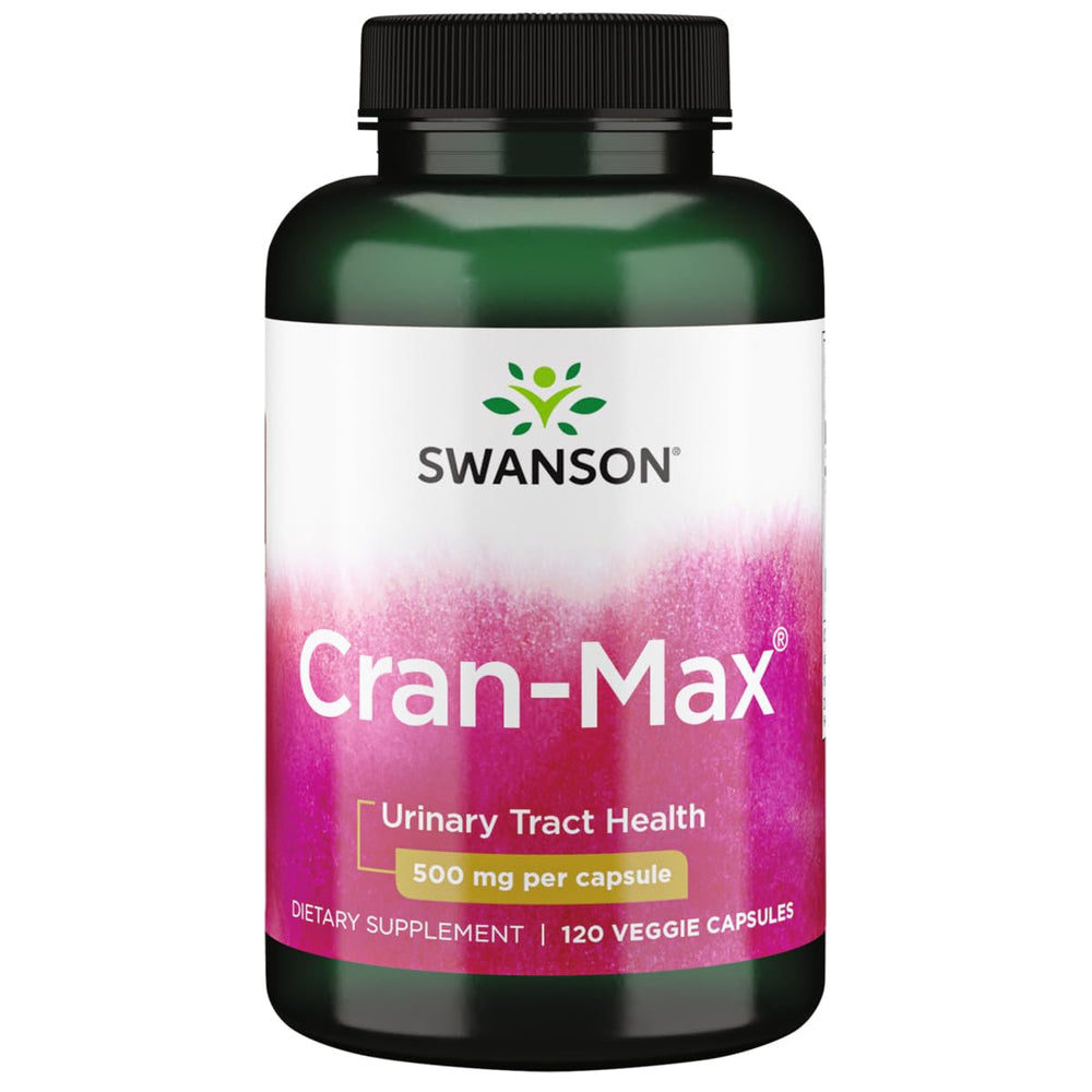 Swanson Cran-Max bottle label showing 500 mg capsules for urinary health