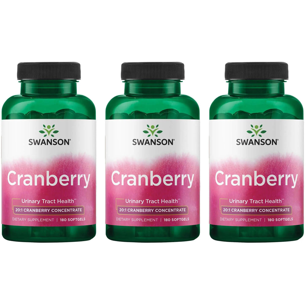 Swanson Cranberry softgels bottle with 20-to-1 concentrate for urinary support potential