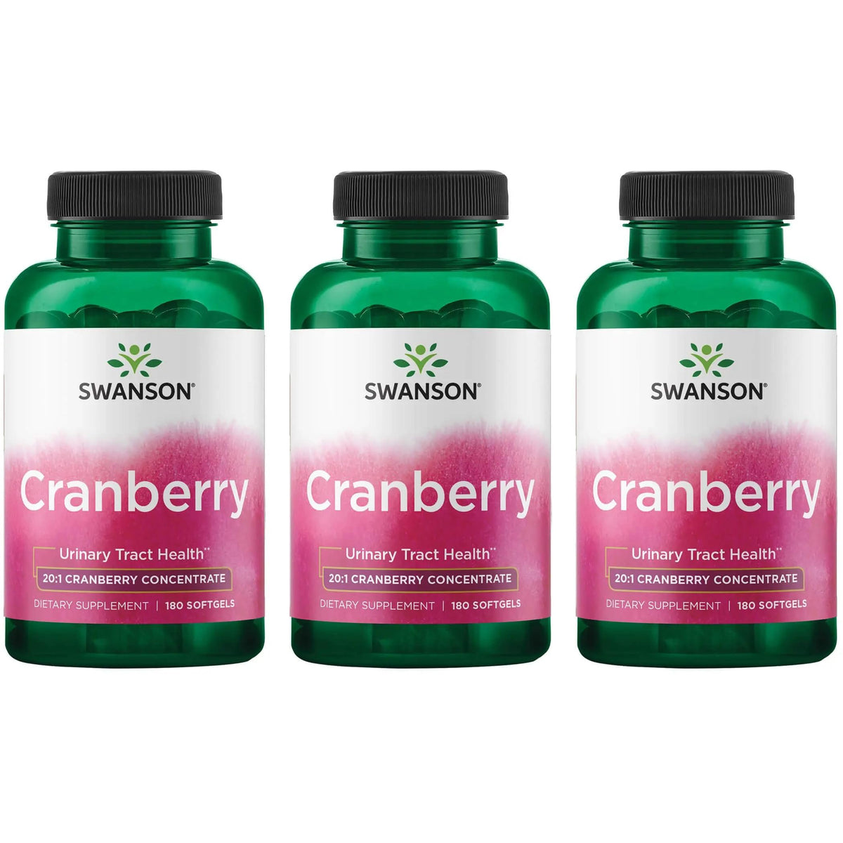 Swanson Cranberry softgels bottle with 20-to-1 concentrate for urinary support potential