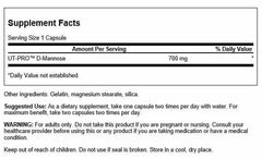Swanson D-Mannose 700 mg label close-up showcases quality testing and purity