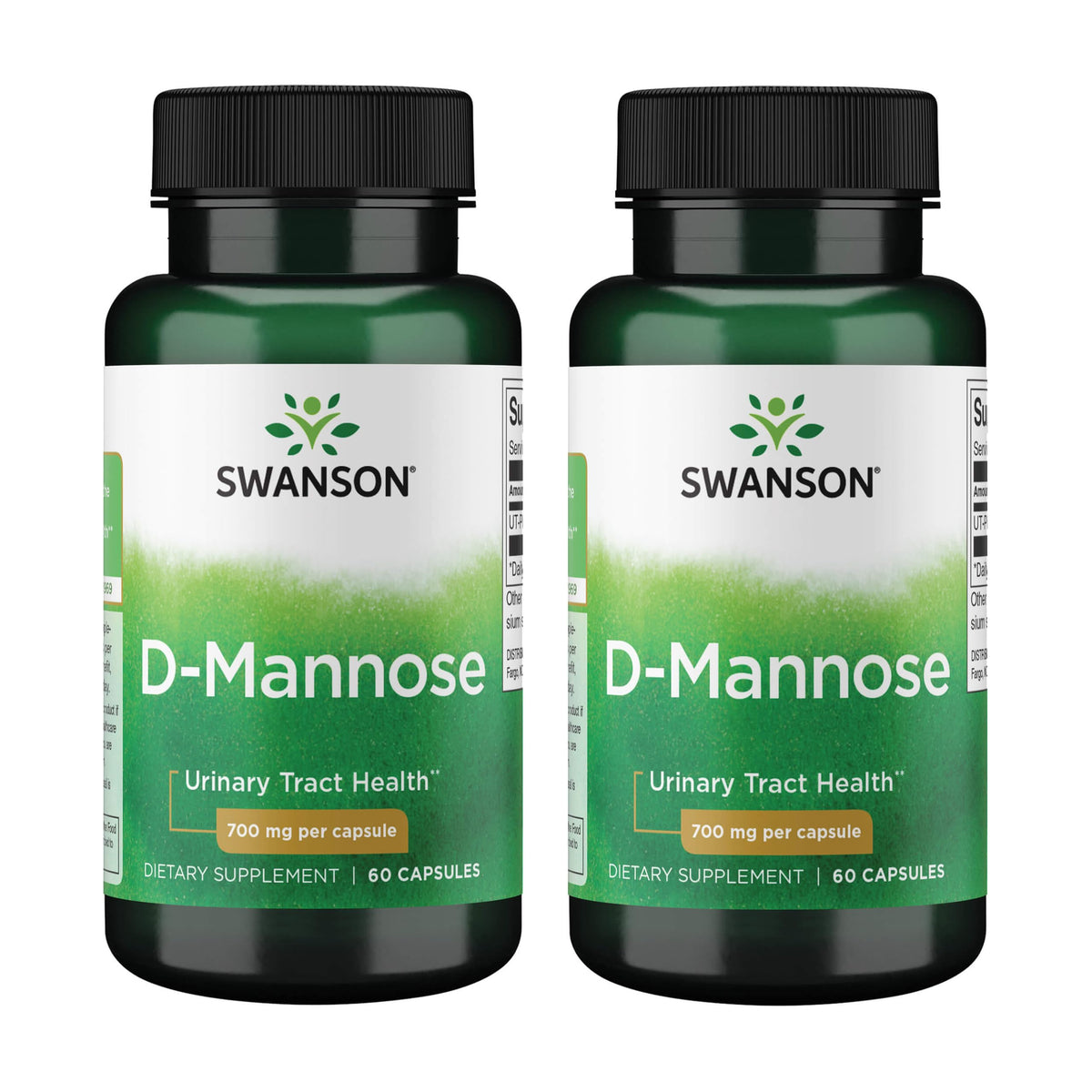 Swanson D-Mannose 700 mg bottle side view supports urinary tract health