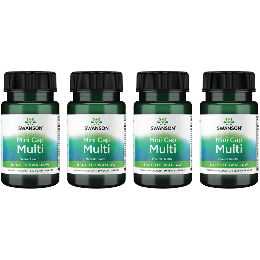 Swanson Daily Multivitamin Without Minerals 30 Veg Capsules 4-pack bottle supports vegetarian daily vitamin coverage.