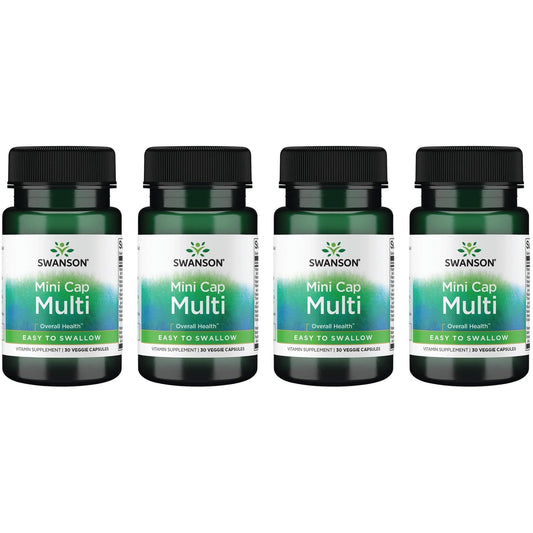 Swanson Daily Multivitamin Without Minerals 30 Veg Capsules 4-pack bottle supports vegetarian daily vitamin coverage.