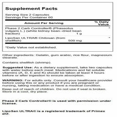 Swanson Diet Duo chitosan Phase 2 starch blocker capsules helps manage carb absorption.