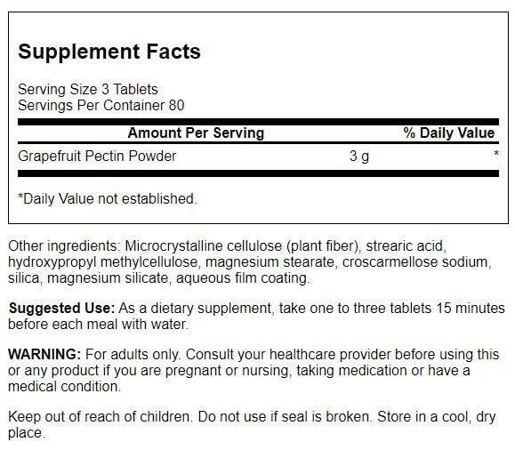 Swanson Diet Grapefruit Pectin label highlights vegan, non-GMO formula.