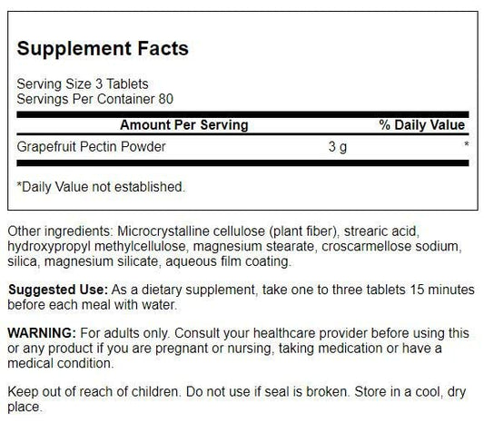 Swanson Diet Grapefruit Pectin label highlights vegan, non-GMO formula.