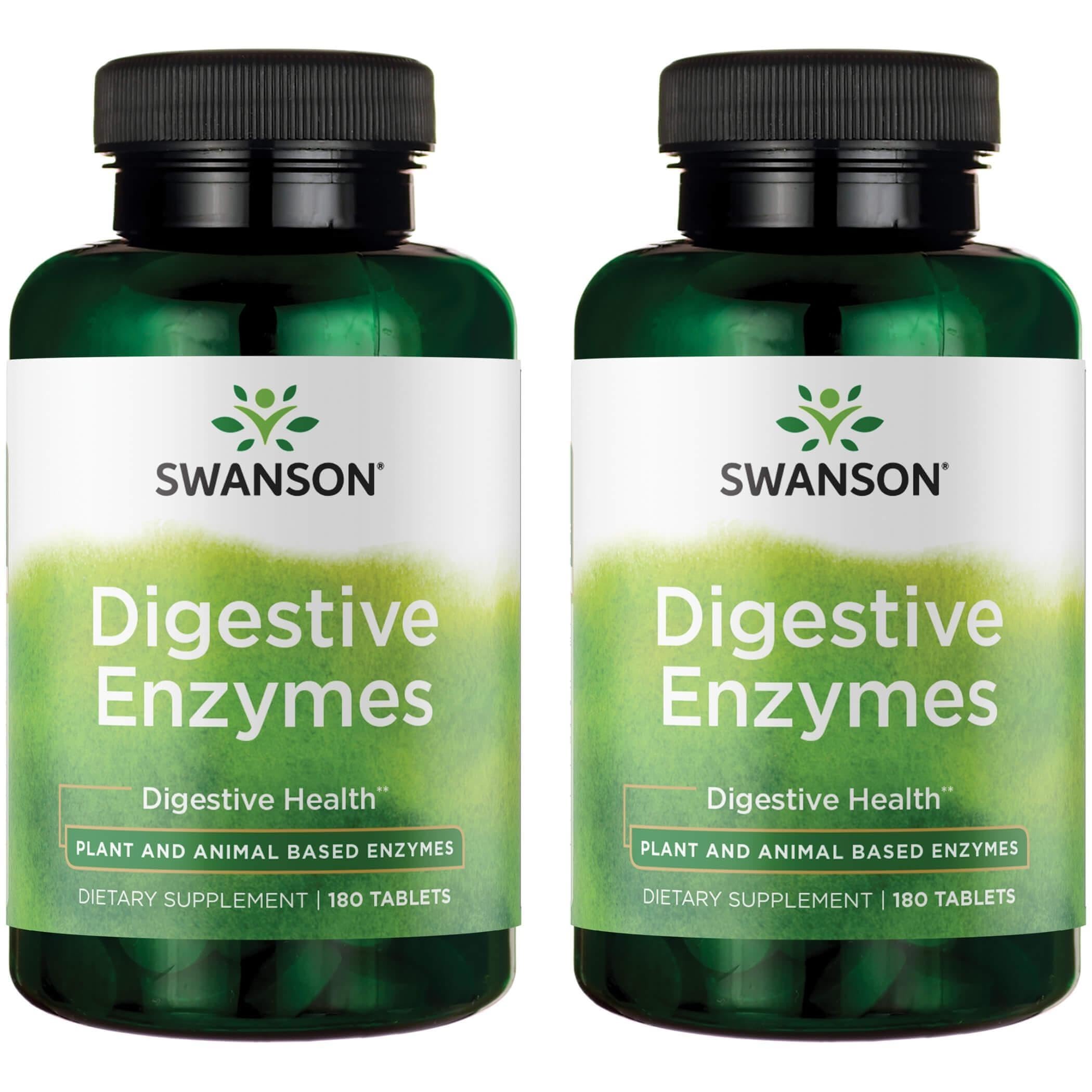 Swanson Digestive Enzymes 180 Tabs bottle supports digestion of carbohydrates, proteins, and fats