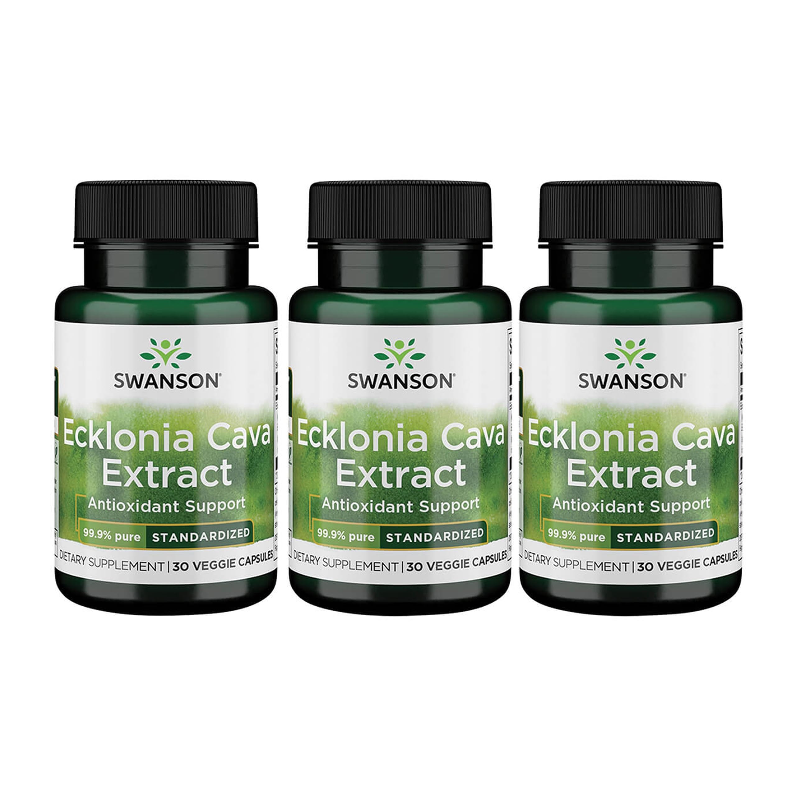 Swanson Ecklonia Cava Extract 30-veg caps bottle highlighting convenient daily capsules for antioxidant support.