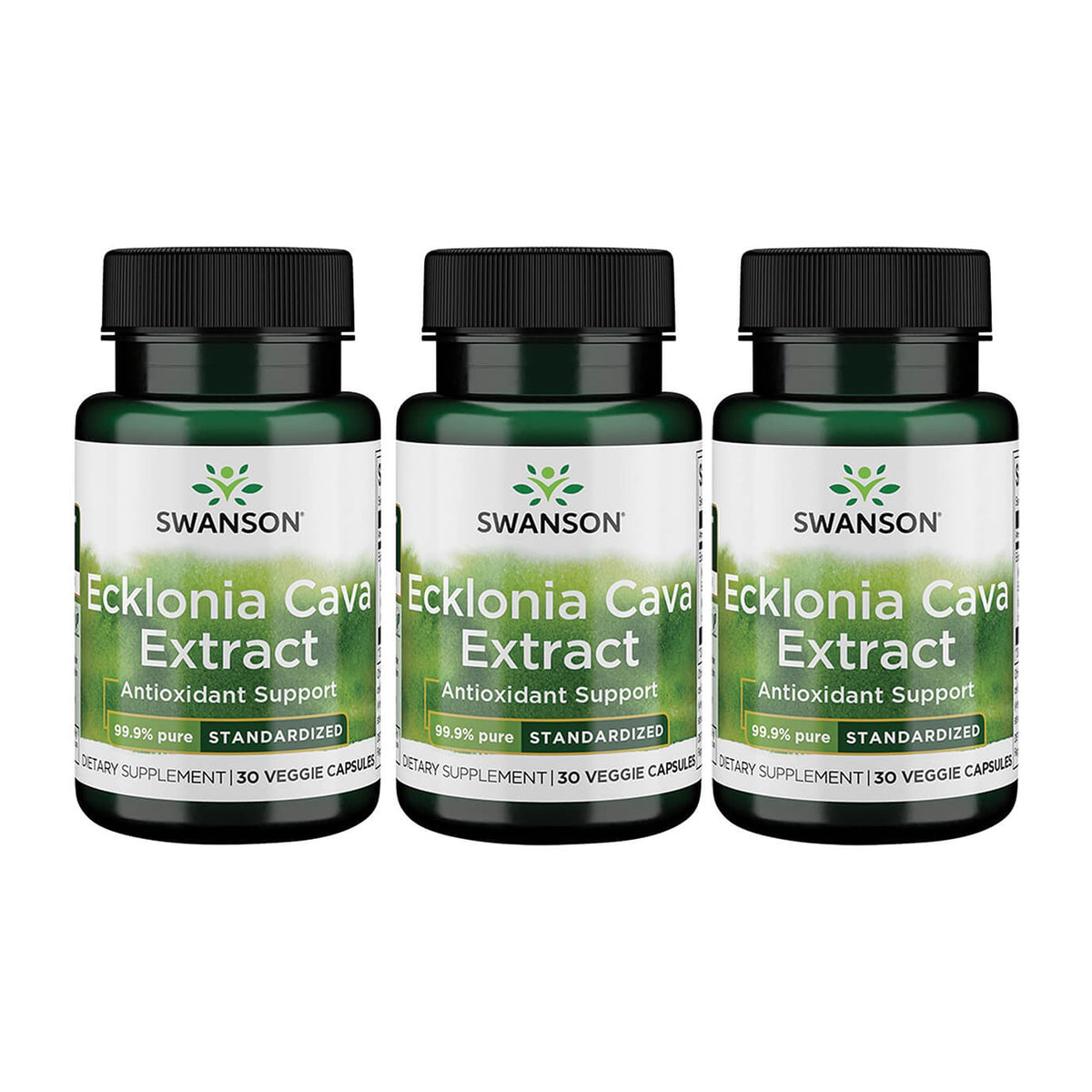 Swanson Ecklonia Cava Extract 30-veg caps bottle highlighting convenient daily capsules for antioxidant support.