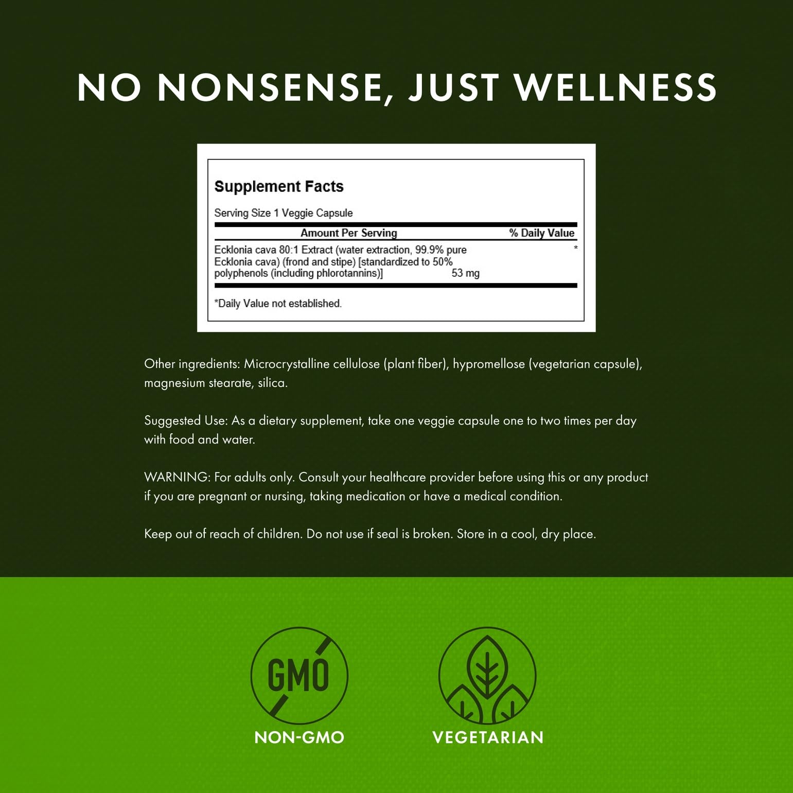 Swanson Ecklonia Cava Extract capsules closeup showcases easy-to-swallow form.