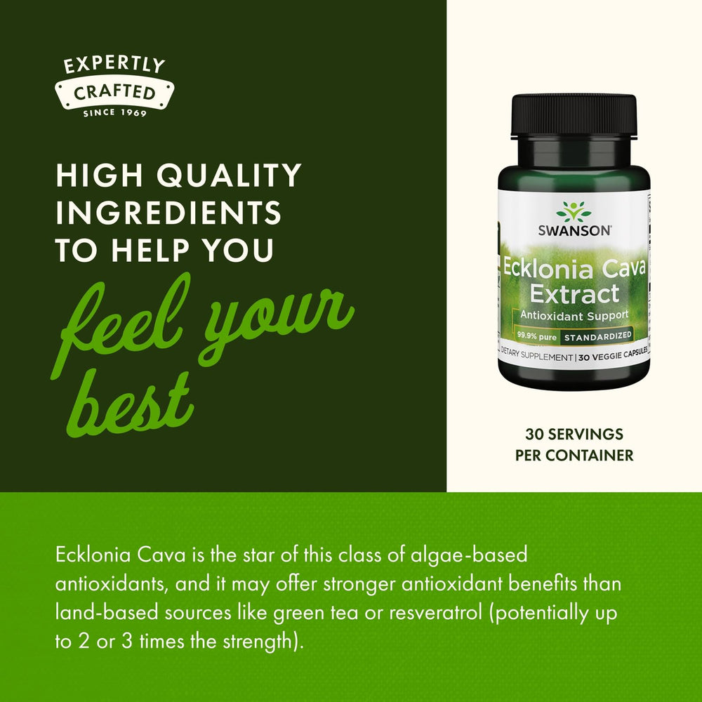 Swanson Ecklonia Cava Extract ingredient panel details plant-based capsules.