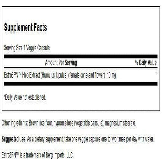 Swanson Estro8Pn hop extract capsules, convenient daily use for vegetarians.
