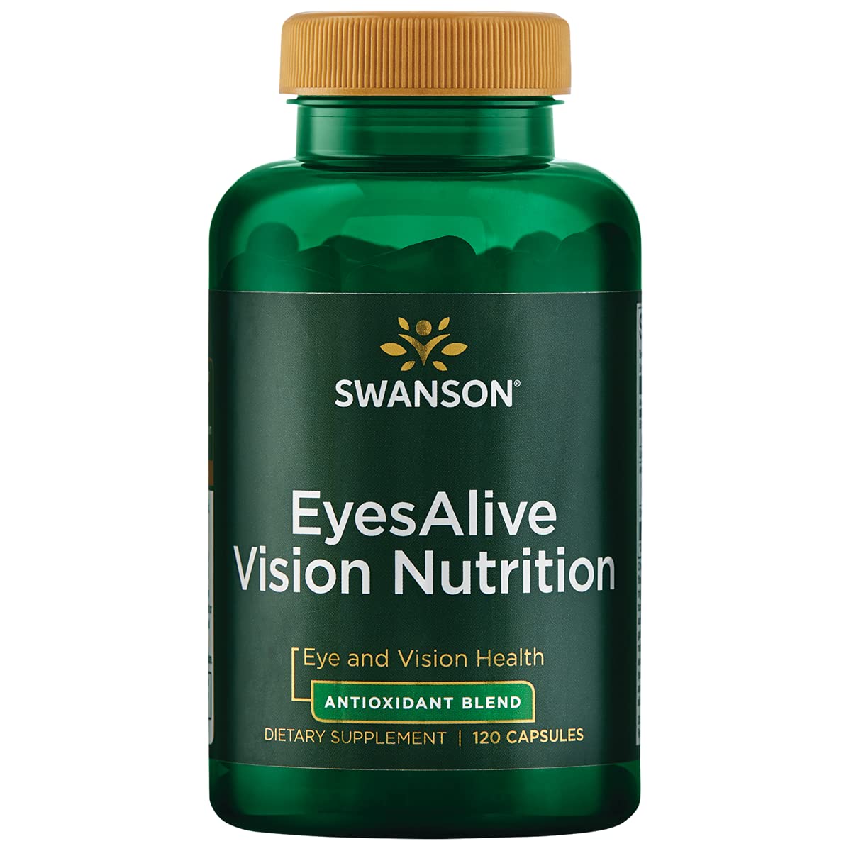 Swanson EyesAlive vision nutrition capsules bottle close-up for daily eye support and antioxidant balance