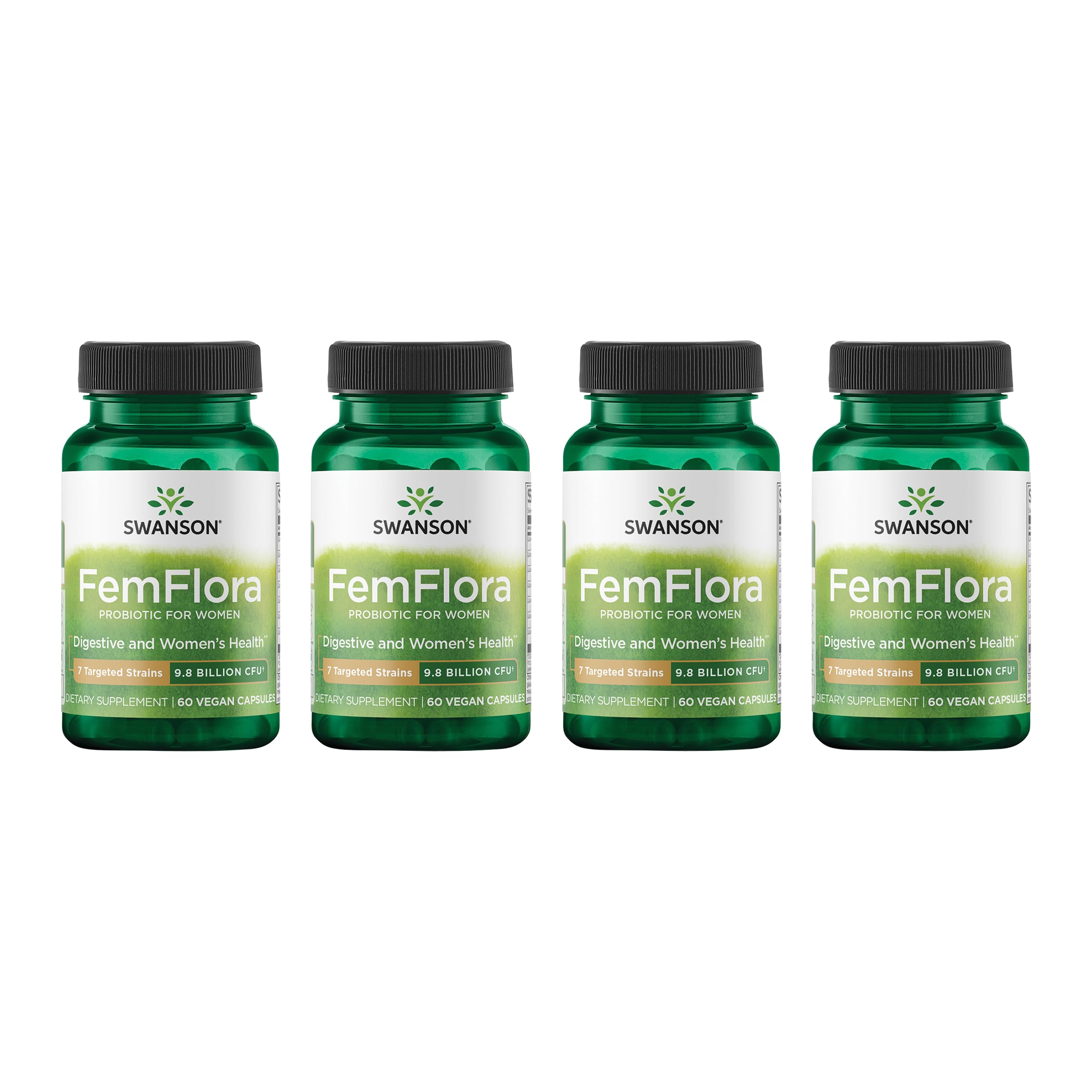 Swanson FemFlora bottle front promoting feminine probiotic wellness