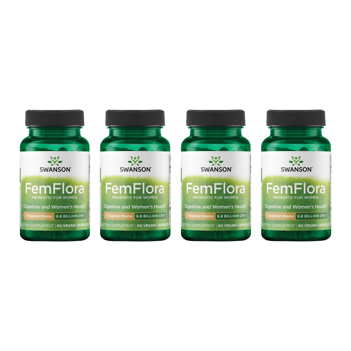 Swanson FemFlora bottle front promoting feminine probiotic wellness