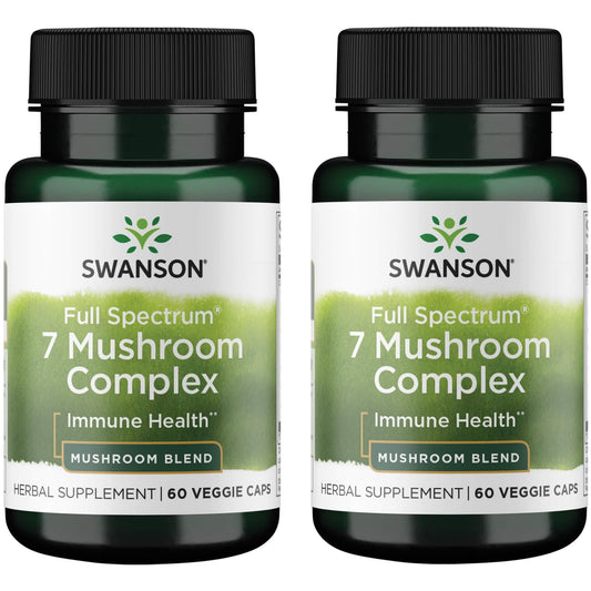 Swanson Full Spectrum 7 Mushroom Complex bottle illustrating immune wellness support
