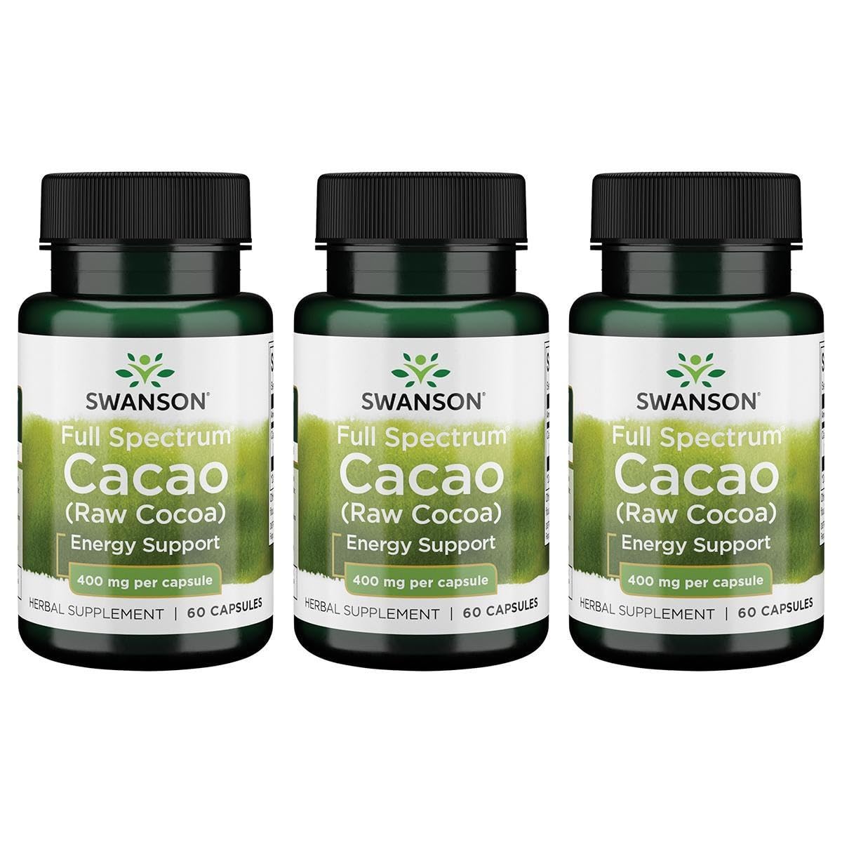 Swanson Full Spectrum Cacao capsules for natural energy support and daily wellness