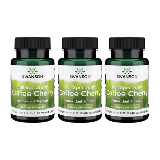 Swanson Full Spectrum Coffee Cherry bottle highlighting antioxidant support for daily use.