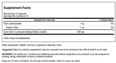 Swanson Full Spectrum Guar Gum bottle label close-up emphasizing ingredients and quality focus.