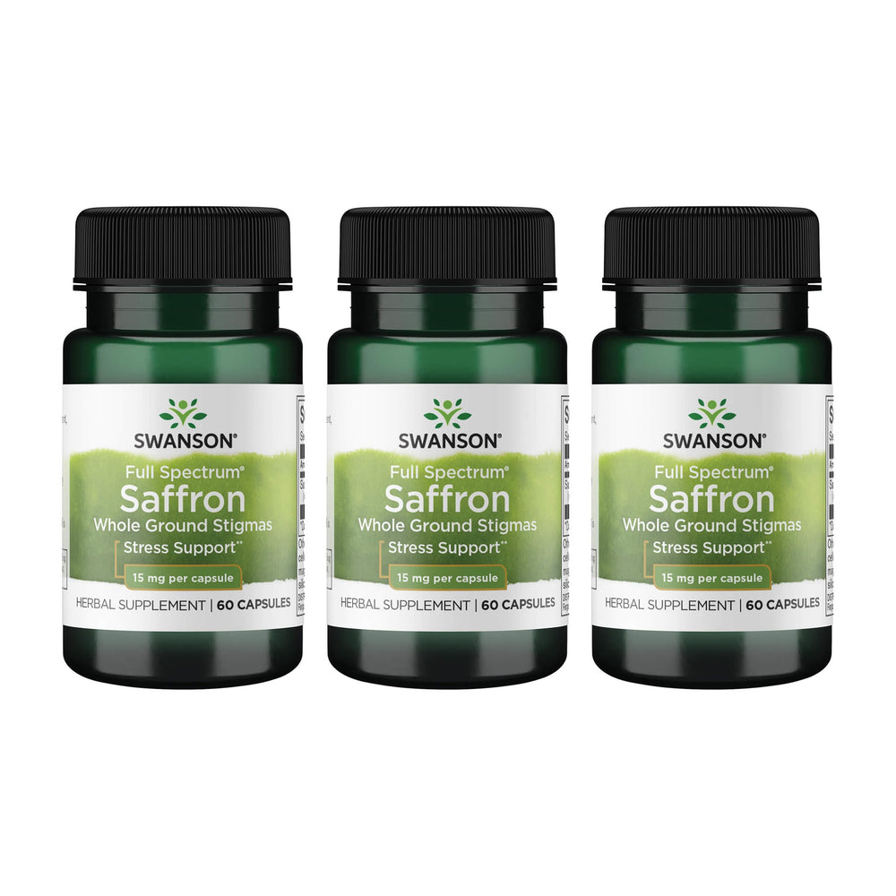 Swanson Full Spectrum Saffron bottle with label indicating mood support potential