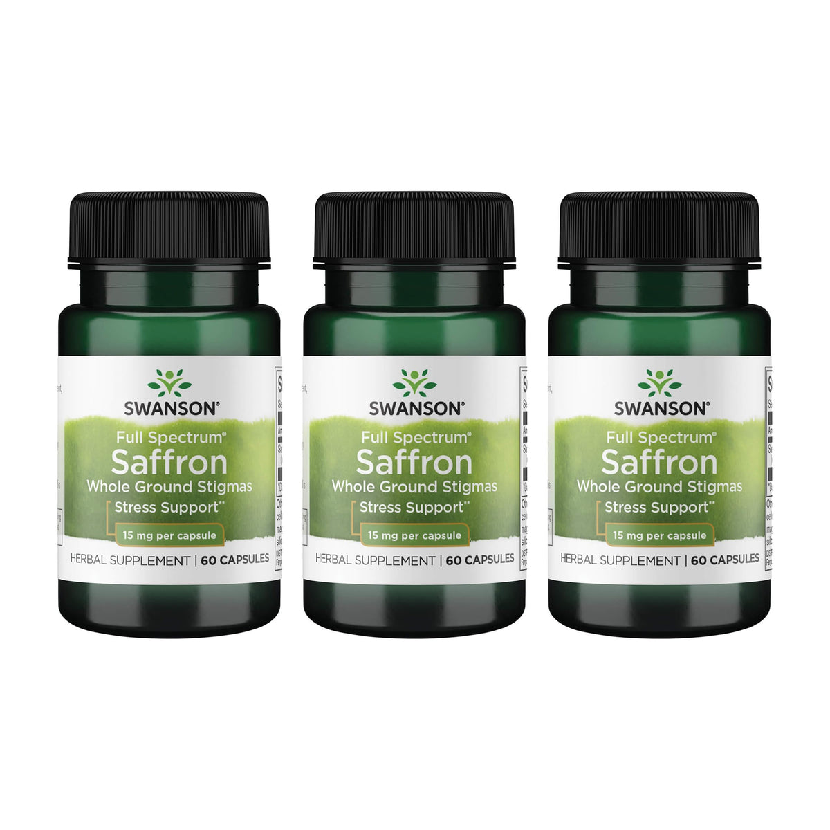 Swanson Full Spectrum Saffron bottle with label indicating mood support potential