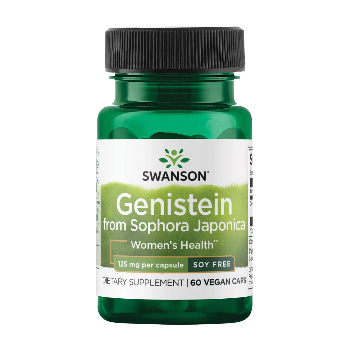 Swanson Genistein bottle highlights a plant-based option for women's bone health support.