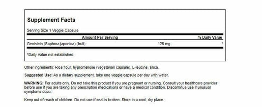 Swanson Genistein capsules close-up highlighting plant-based genistein source