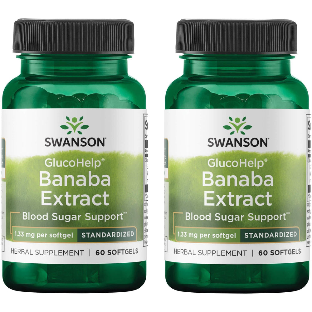 Swanson GlucoHelp Banaba Extract bottle—corosolic acid support for energy metabolism.