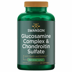 Swanson glucosamine softgel bottle with label supports daily joint comfort and mobility
