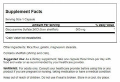 Swanson Glucosamine Sulfate bottle back label showing ingredients and dosage