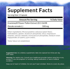 Swanson Graminex Flower Pollen Extract capsules close-up for urinary function support.