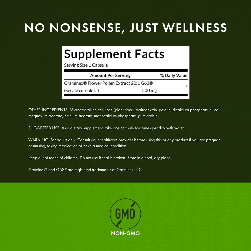 Swanson Graminex Flower Pollen Extract label highlights urinary health support.