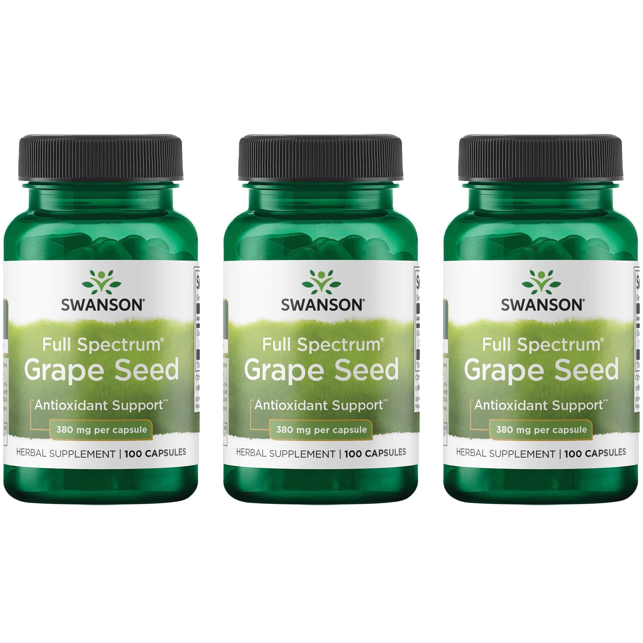 Swanson Grape Seed bottle cap close-up showing capsule for antioxidant support and healthy circulation.