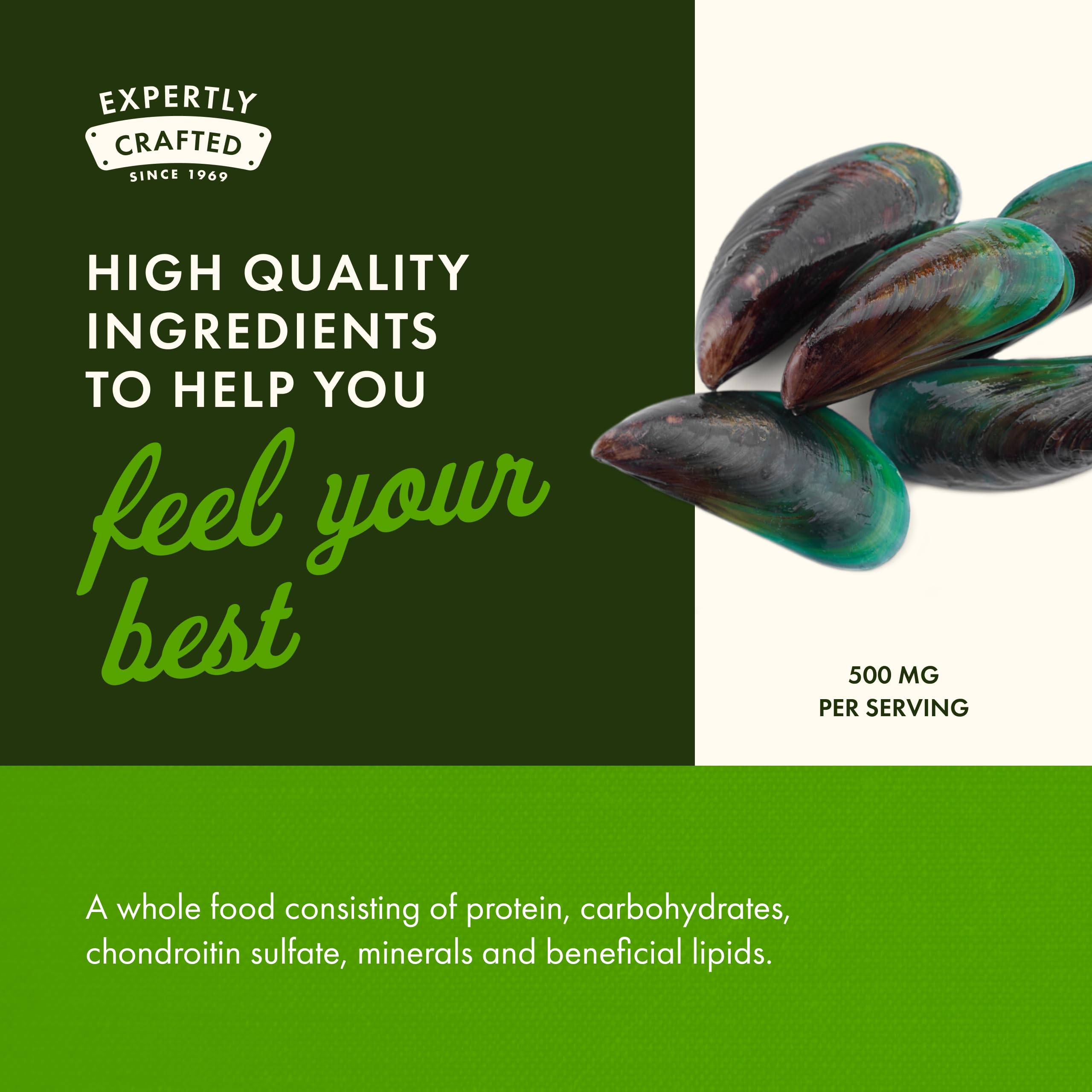Swanson Green Lipped Mussel daily-dose with water for easy intake.