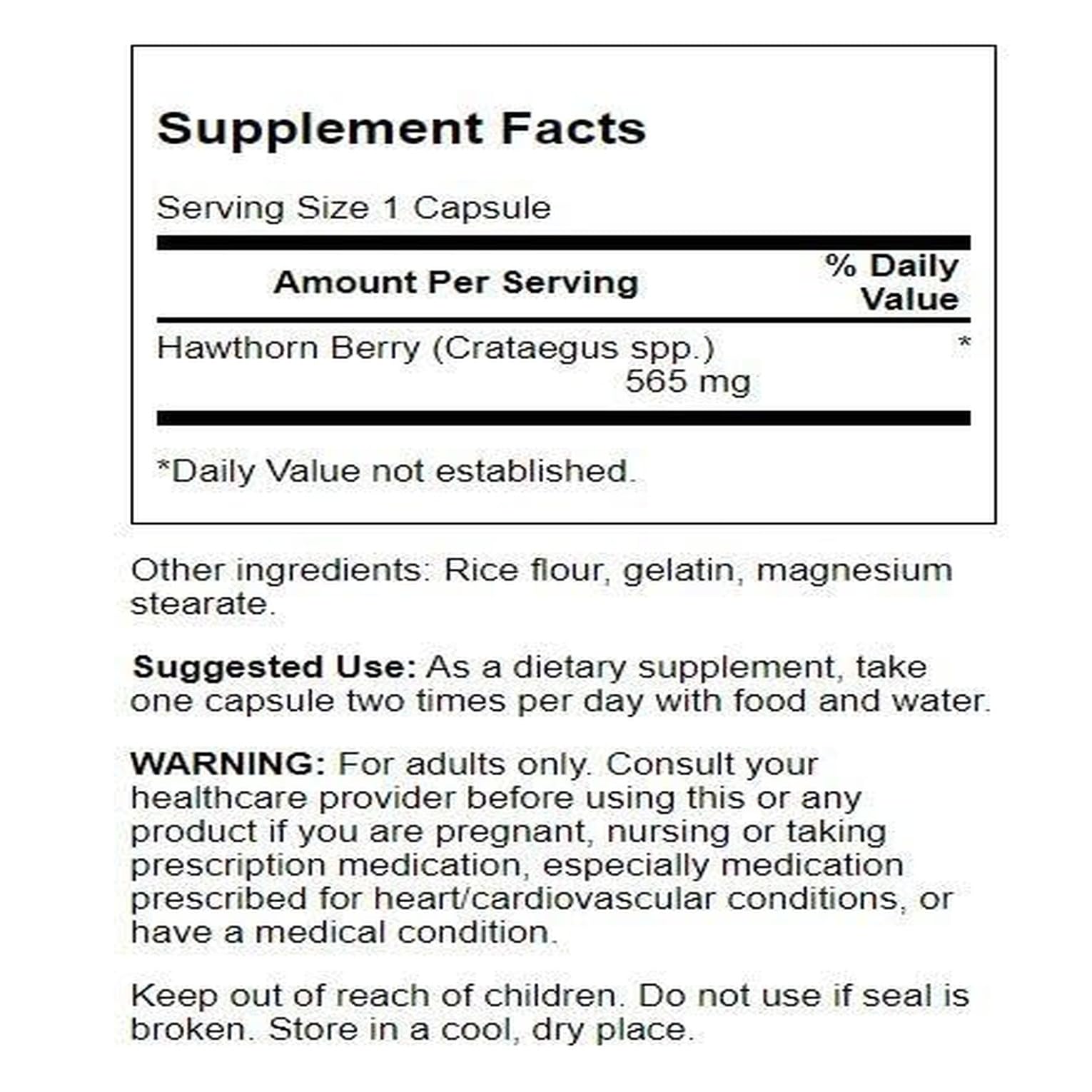 Close-up of Swanson Hawthorn Berry capsules for daily antioxidant support.
