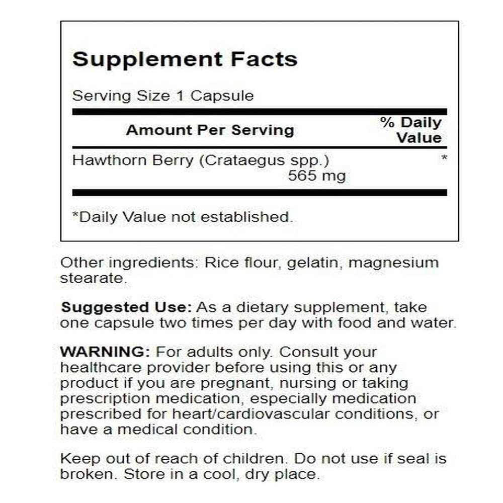 Close-up of Swanson Hawthorn Berry capsules for daily antioxidant support.