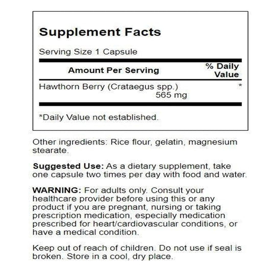 Close-up of Swanson Hawthorn Berry capsules for daily antioxidant support.