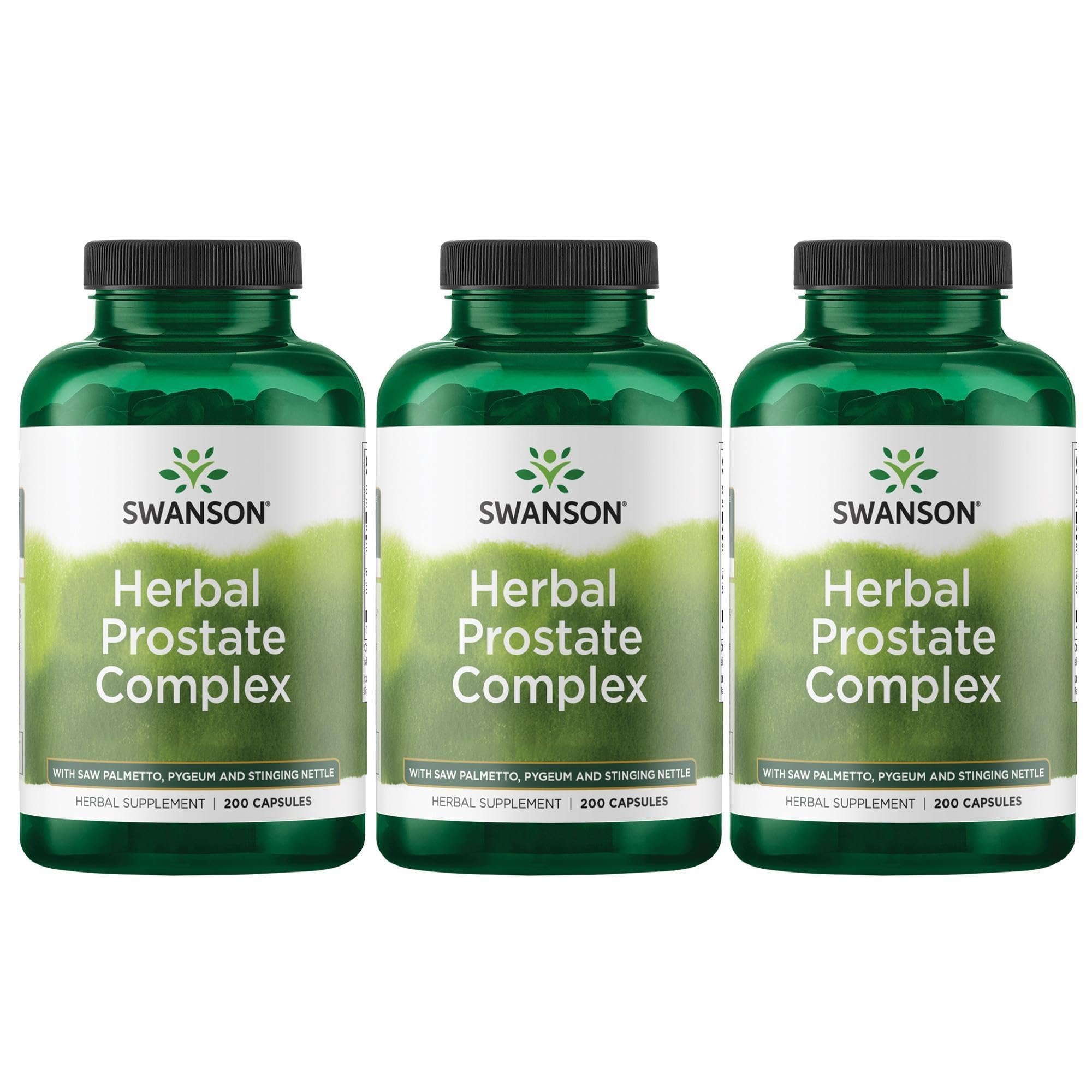 Swanson Herbal Prostate Complex bottle with capsules offers convenient daily support