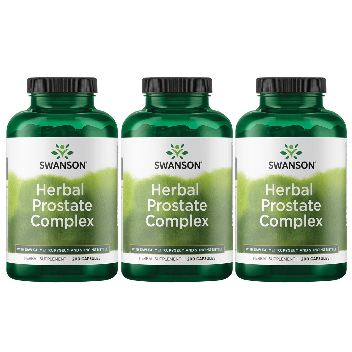 Swanson Herbal Prostate Complex bottle with capsules offers convenient daily support