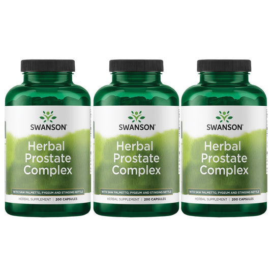 Swanson Herbal Prostate Complex bottle with capsules offers convenient daily support