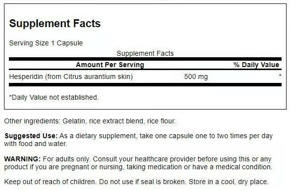 Swanson Hesperidin capsules close-up for daily cardiovascular support.