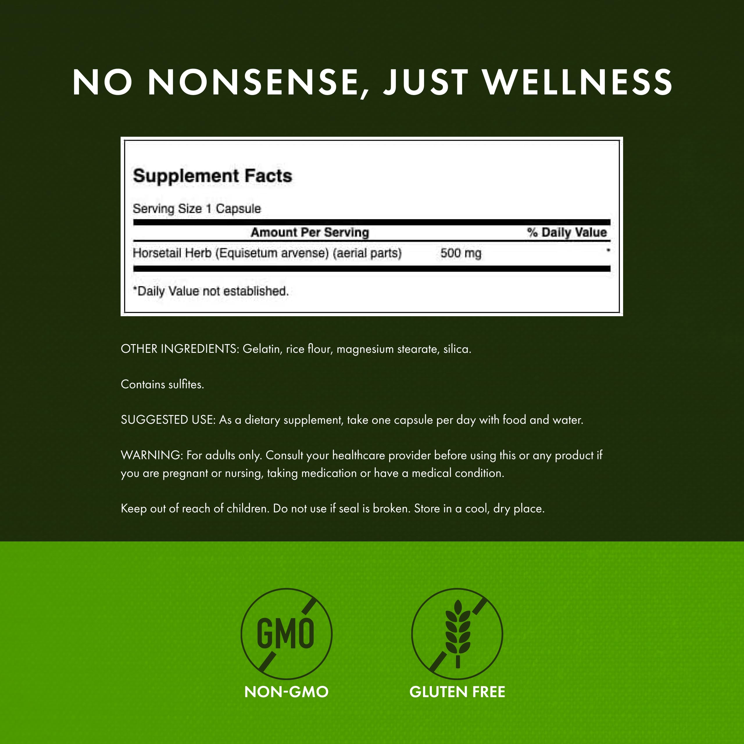 Swanson Horsetail bottle highlights the herbal supplement packaging and product credibility.