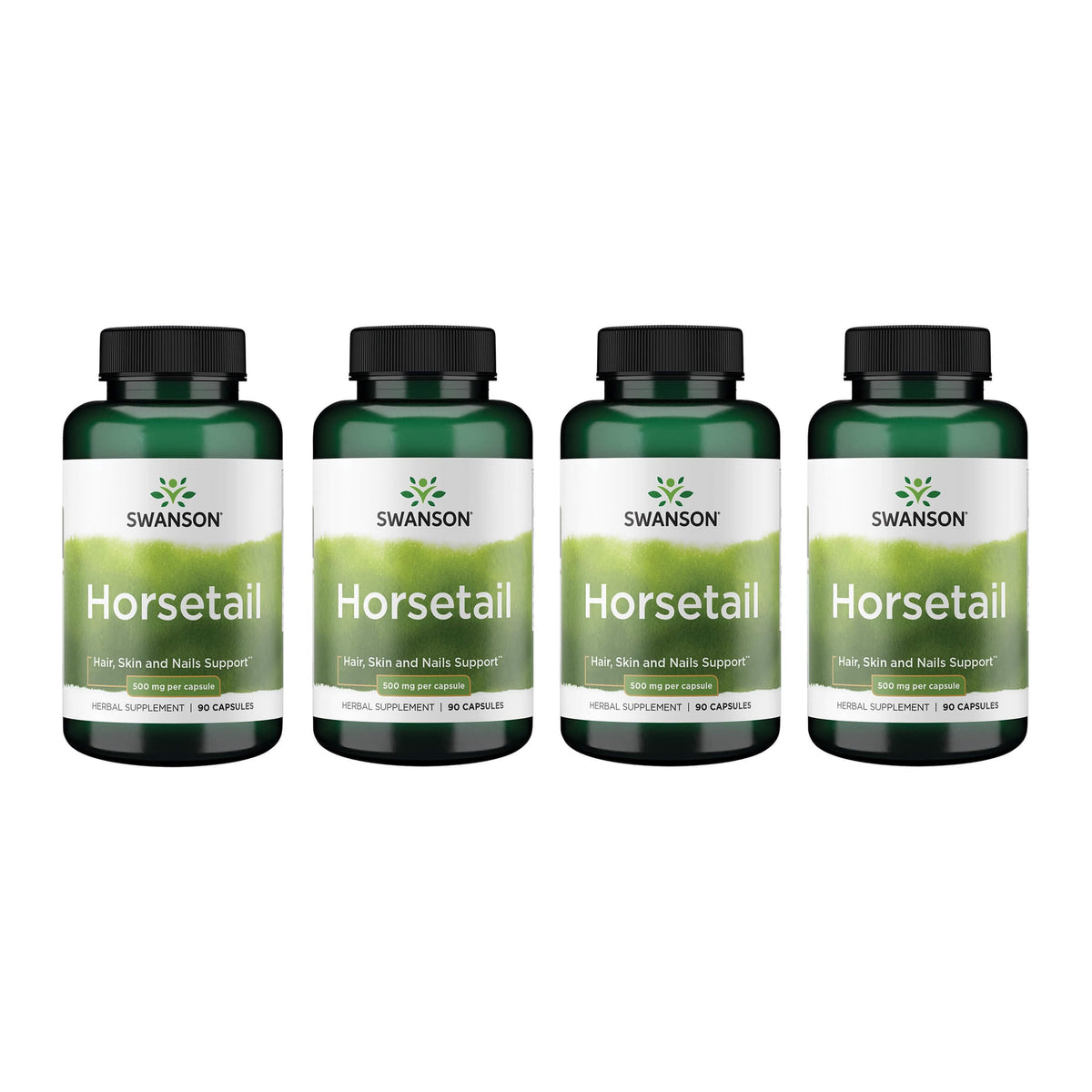 Swanson Horsetail capsule showcases a natural supplement for hair, skin, and nails.