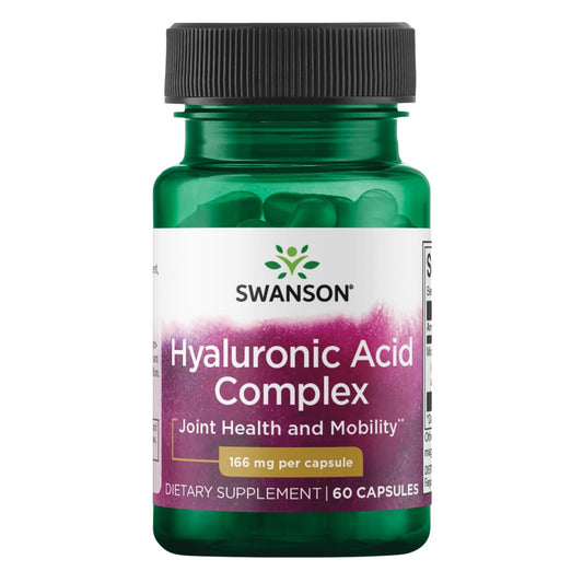 Swanson Hyal-Joint bottle front showing potent hyaluronic complex for joint support.
