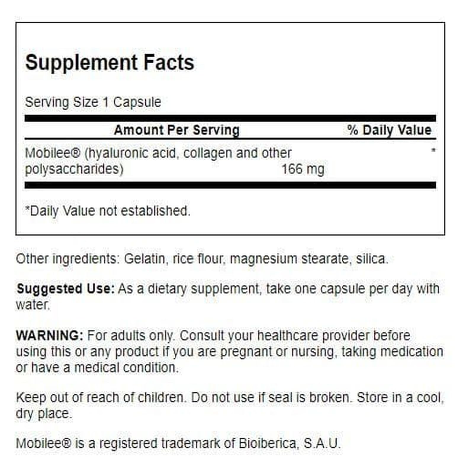 Swanson Hyaluronic Acid Complex bottle label showing quality and testing commitment.