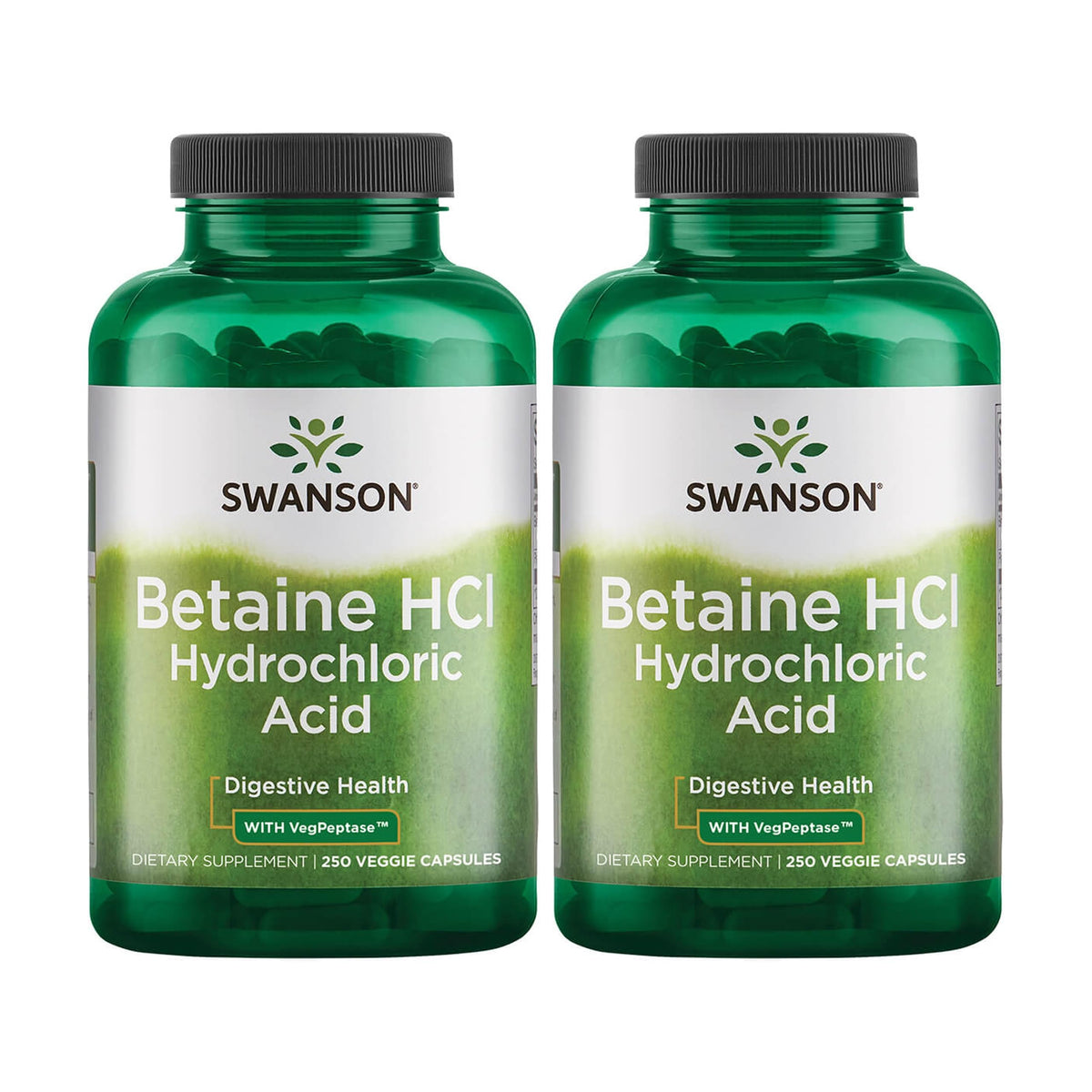 Swanson Hydrochloric Acid with Pepsin bottle showing the product and label for digestion support