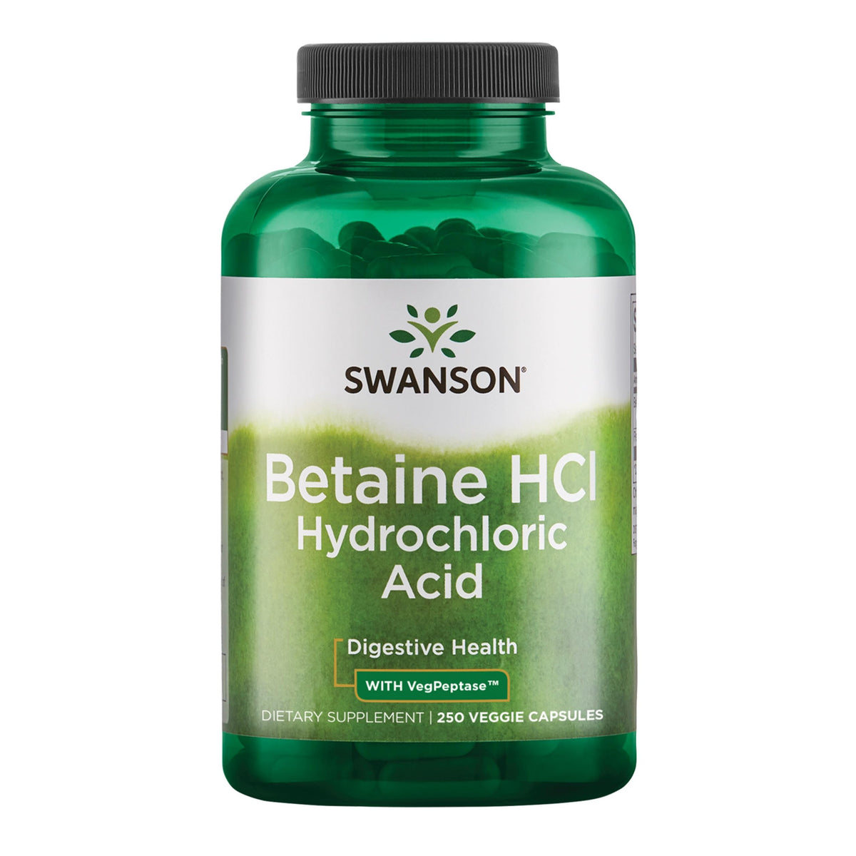Swanson Hydrochloric Acid with Pepsin bottle for convenient digestion support