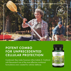 Swanson Indole-3-Carbinol with Resveratrol ingredients card shows natural blend