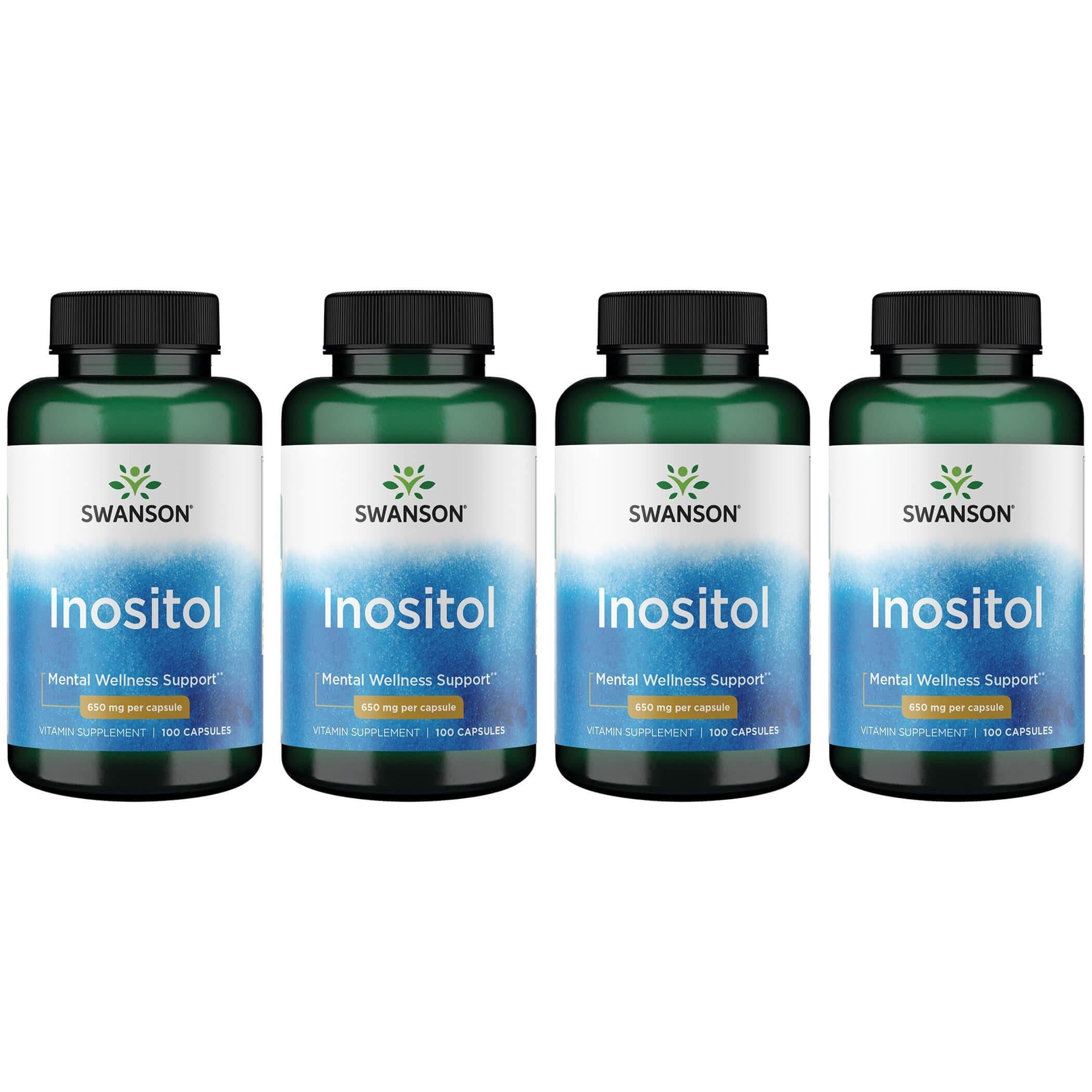 Swanson Inositol 650 mg bottle for daily wellness support and vitamin routine.