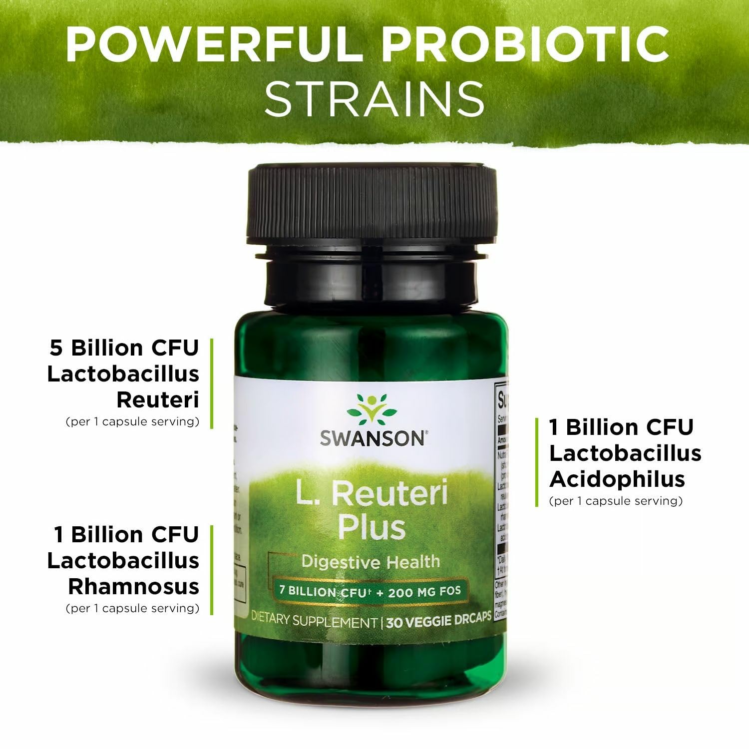 Swanson L. Reuteri Probiotic Plus with FOS prebiotic ingredients